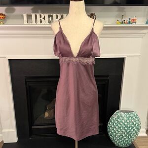 Victoria’s Secret Satin Lace Slip Nightgown – Mauve Purple – Size XL